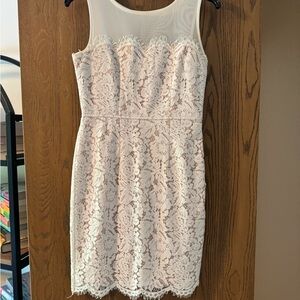 Lulu's Cream Sheath Mini Dress Sleeveless Scoop Neck